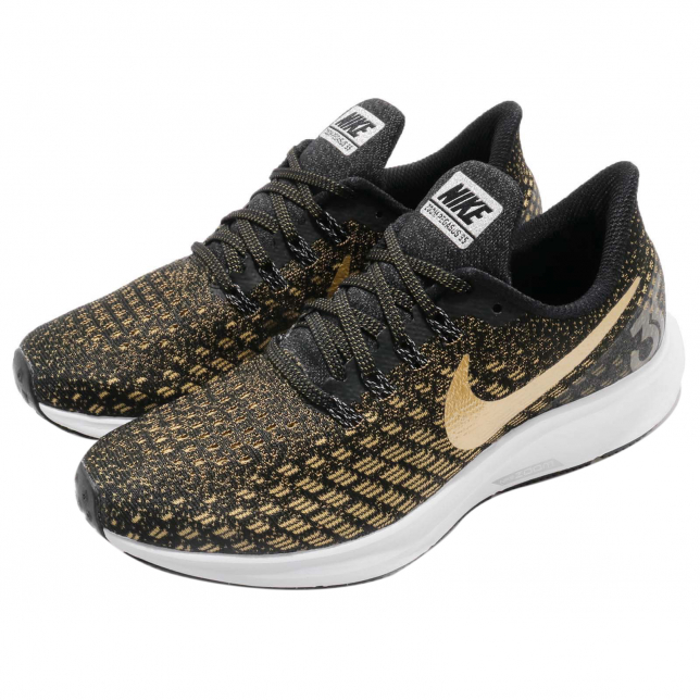 nike women's air zoom pegasus 35 running shoes black and gold