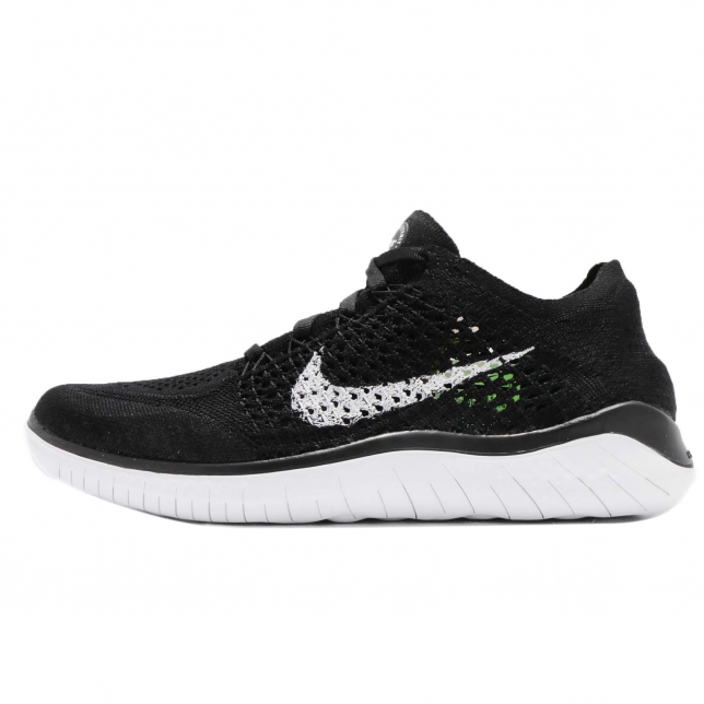 nike free rn flyknit 2018 black and white