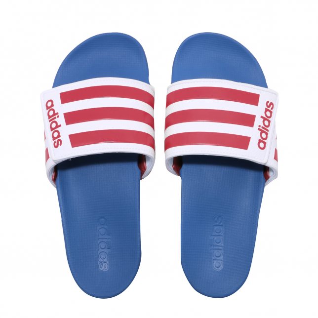 adidas Adilette Comfort Adjustable Cloud White Scarlet Team Royal Blue