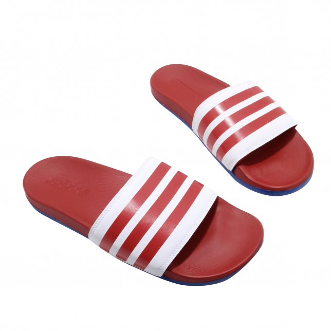 adidas Adilette Comfort Cloud White Scarlet Team Royal Blue