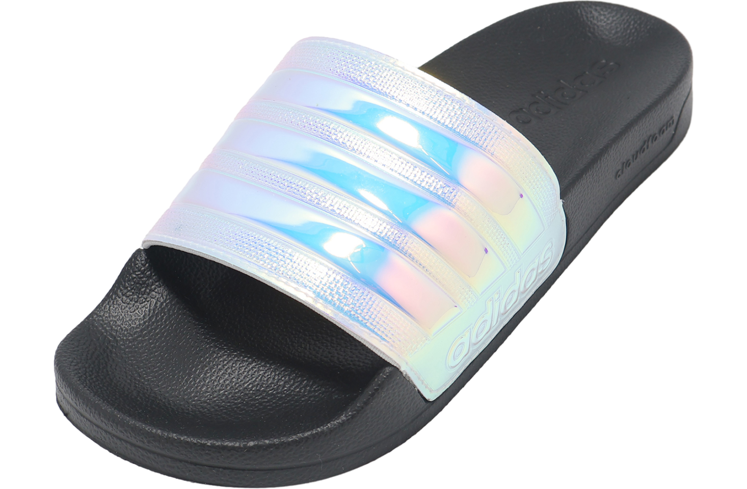 Adidas Adilette Holographic/ iridescent Slide Sandals Adidas Adilette Shower WMNS Core Black / Iridescent - Oct  main image 2