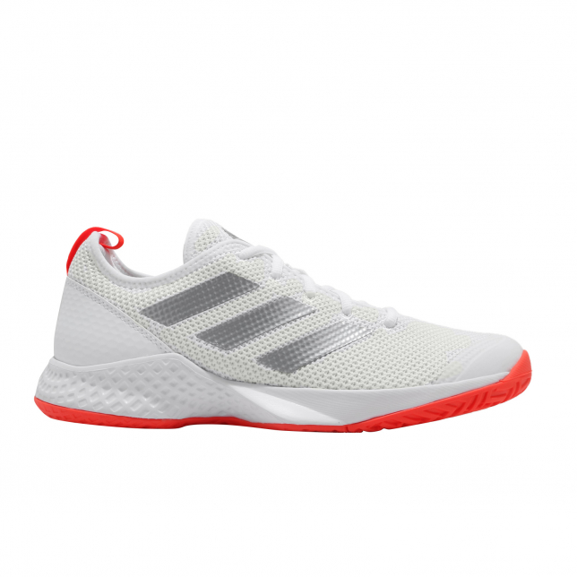 adidas Court Control Footwear White Silver Metallic Solar Red - Aug 2020 - FX7472