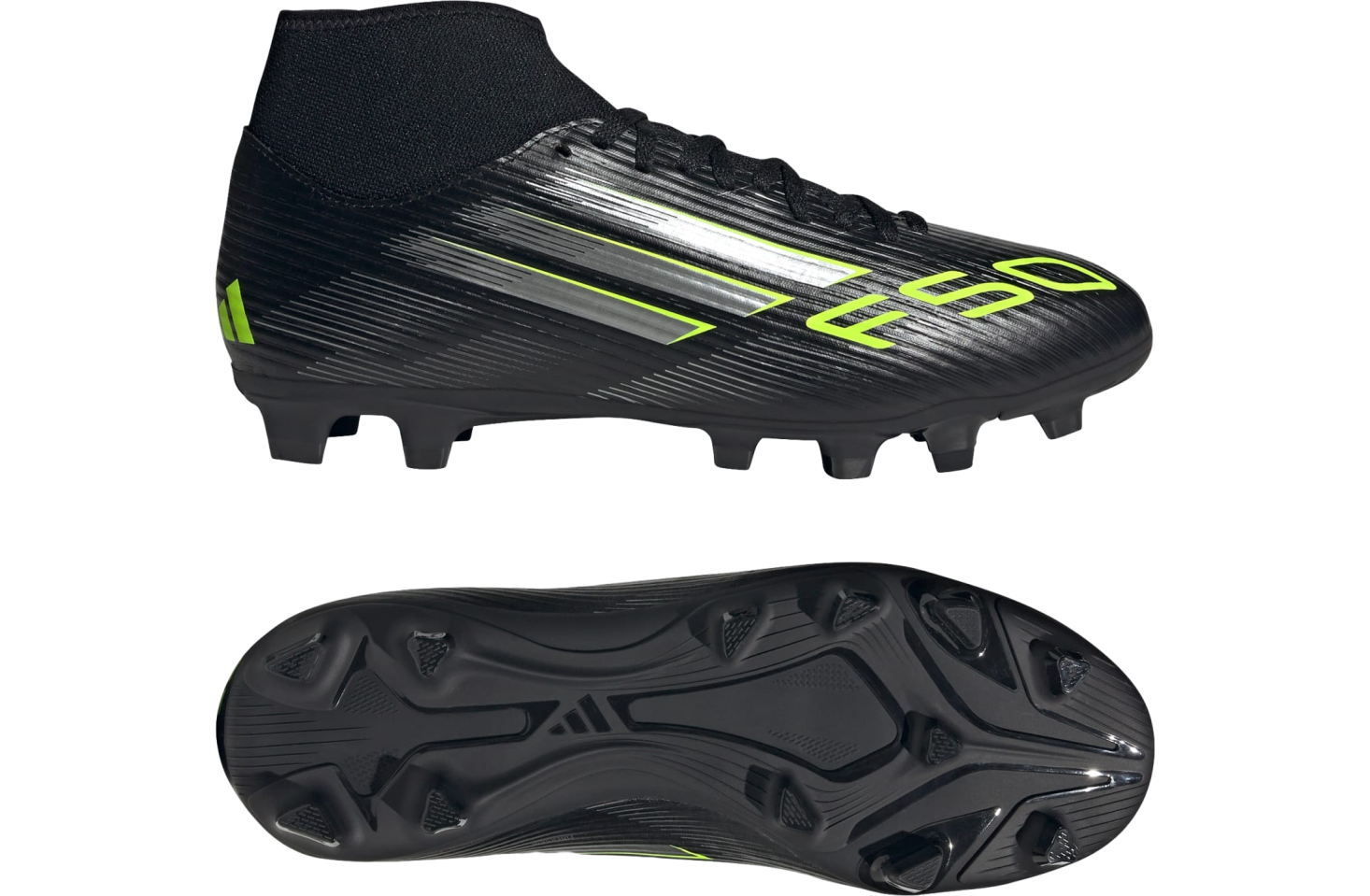 【Adidas コリア】 F50 Club FG / MG Adidas F50 Club Mid FG/MG Core Black / Iron Metallic - Jul