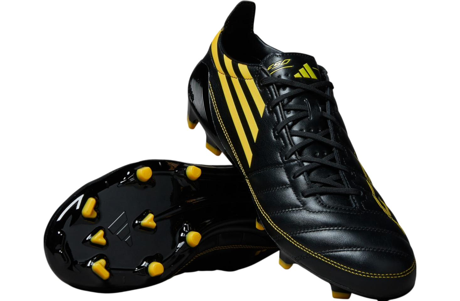 Adidas F50 Elite 2010 Leather Fg Core Black / Yellow
