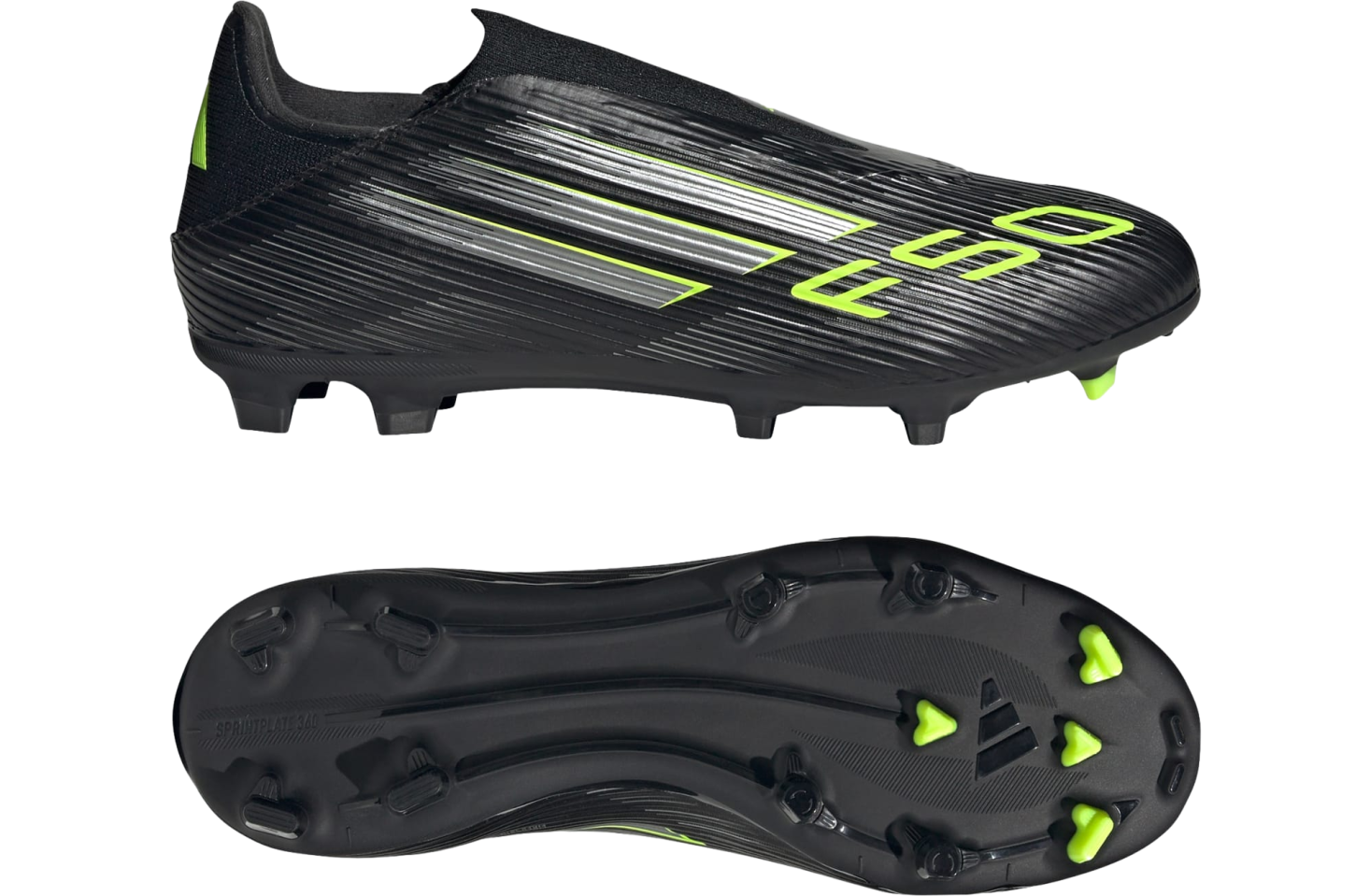 Adidas F50 League Laceless Fg/mg Core Black / Iron Metallic / Lucid Lemon