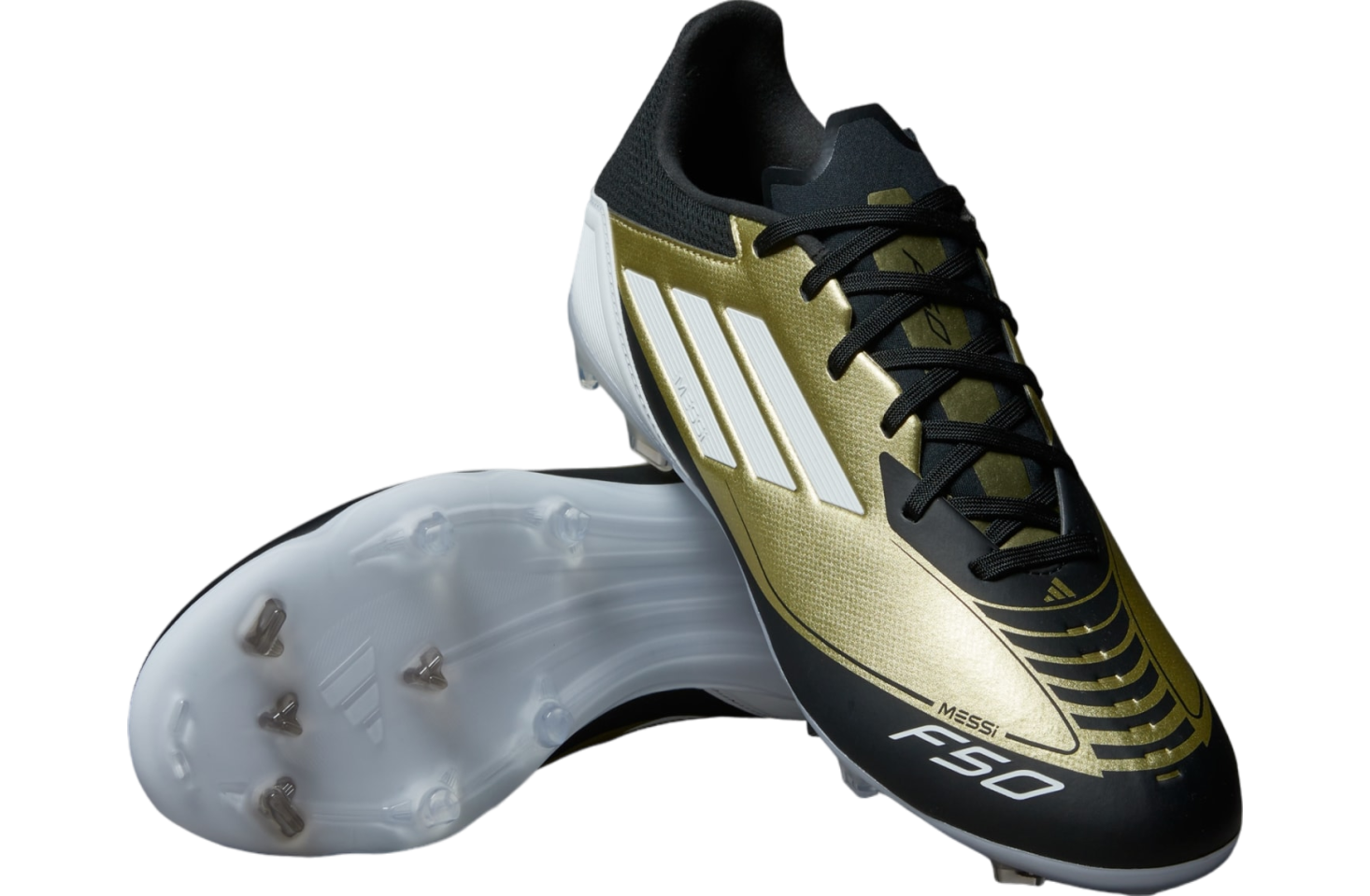 Adidas F50 League Messi FG/MG  soccer Gold Metallic / Cloud White