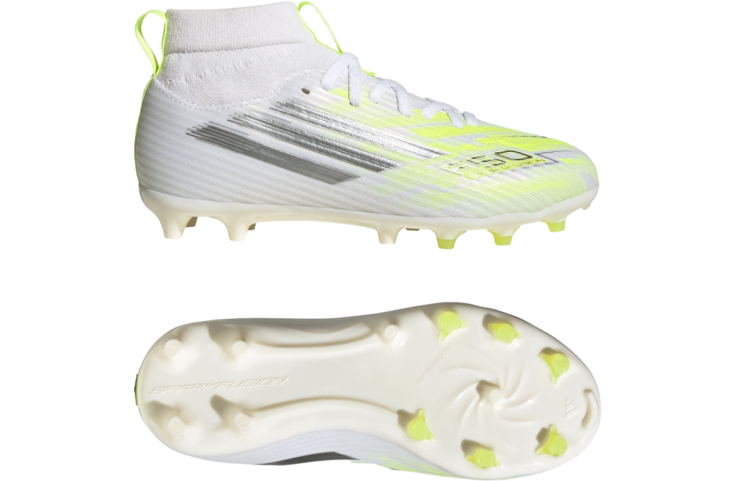 Adidas F50 Sparkfusion League Mid Cut FG / Artificial Ground GS Cloud White / Iron Metallic