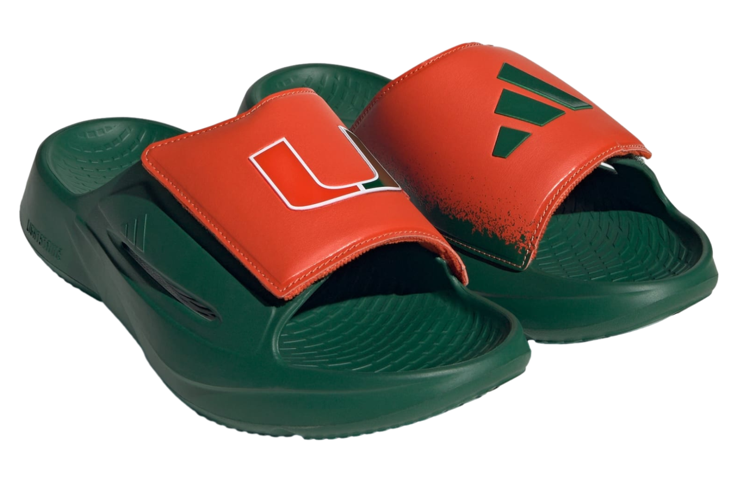 Adidas Miami Hurricanes Lightblaze Slide Dark Green / Collegiate Orange