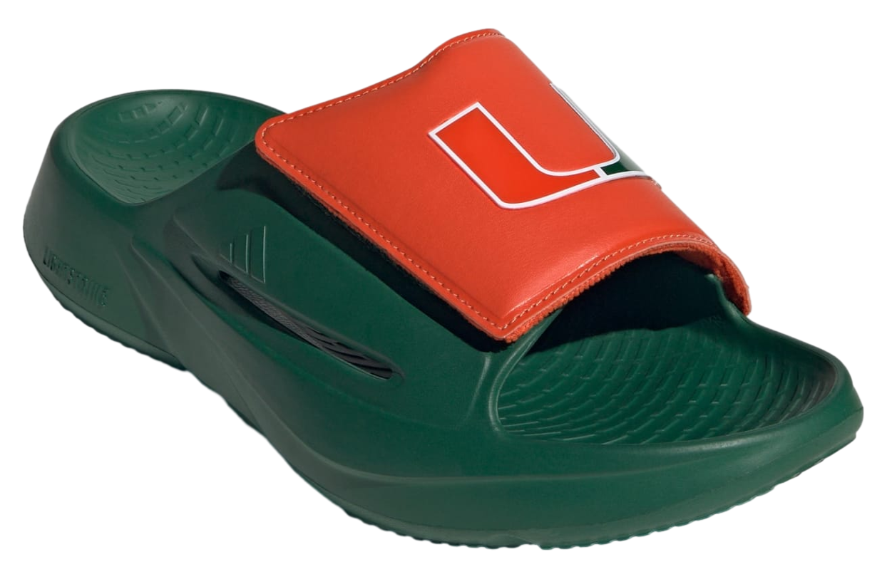 Adidas Miami Hurricanes Lightblaze Slide Dark Green / Collegiate Orange