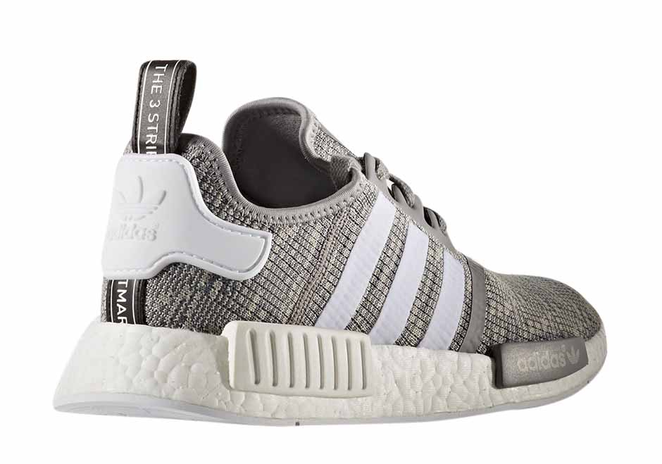 gray and white nmds