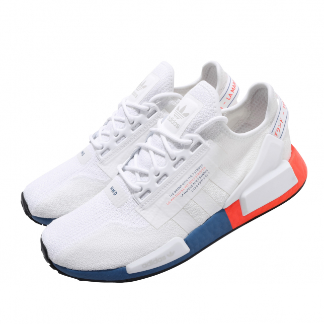 Adidas NMD R1 V2 Cloud White/Scarlet/Blue Sneakers - Farfetch