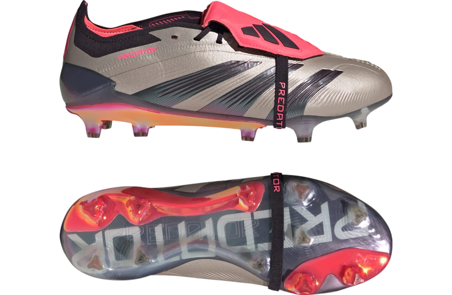 Adidas Predator Elite Fold-Over Tongue FG Platinum Metallic / Aurora Black