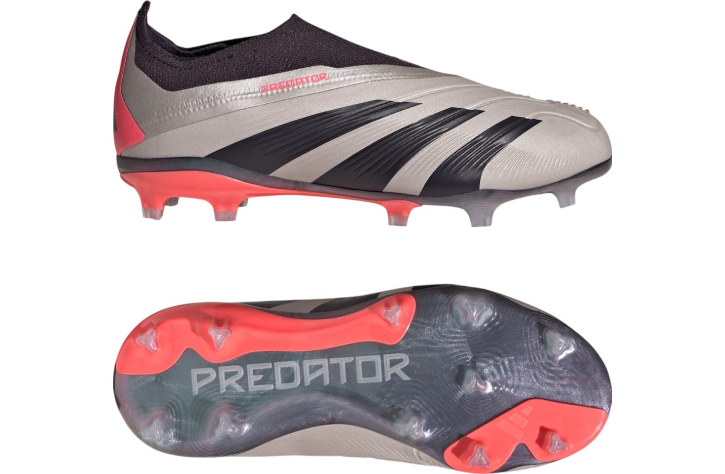 Adidas Predator Elite Laceless FG GS Platinum Metallic / Aurora Black