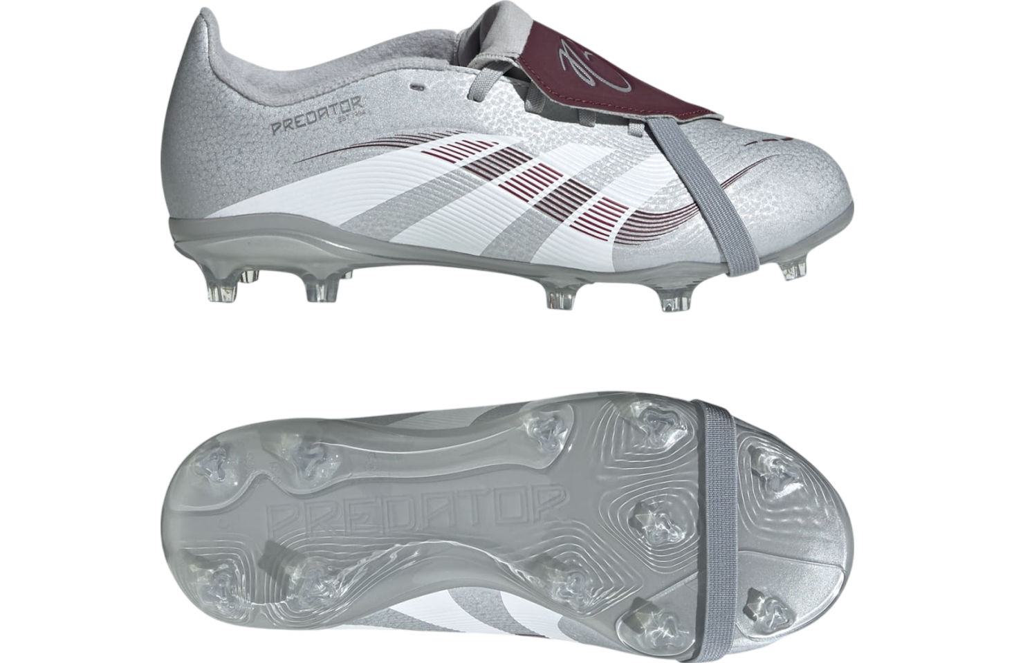 Adidas Predator League JB Fold-Over Tongue FG/MG GS Silver Metallic / Legacy Burgundy