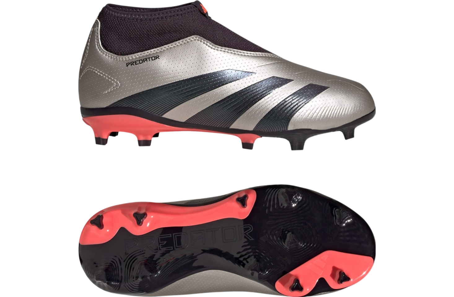 Adidas Predator League Laceless FG GS Platinum Metallic / Aurora Black