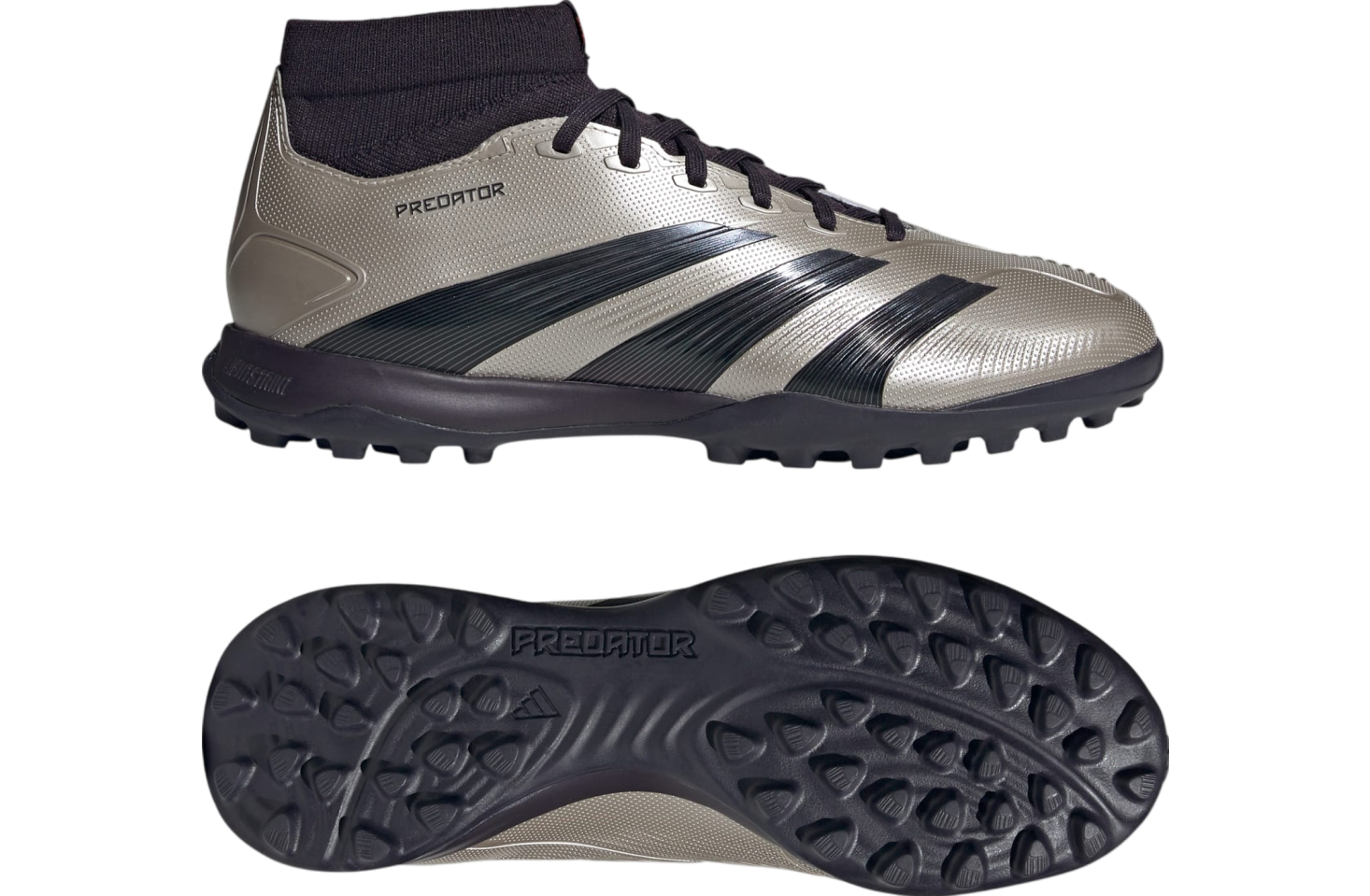 Adidas Predator League Mid-Cut Turf Platinum Metallic / Aurora Black