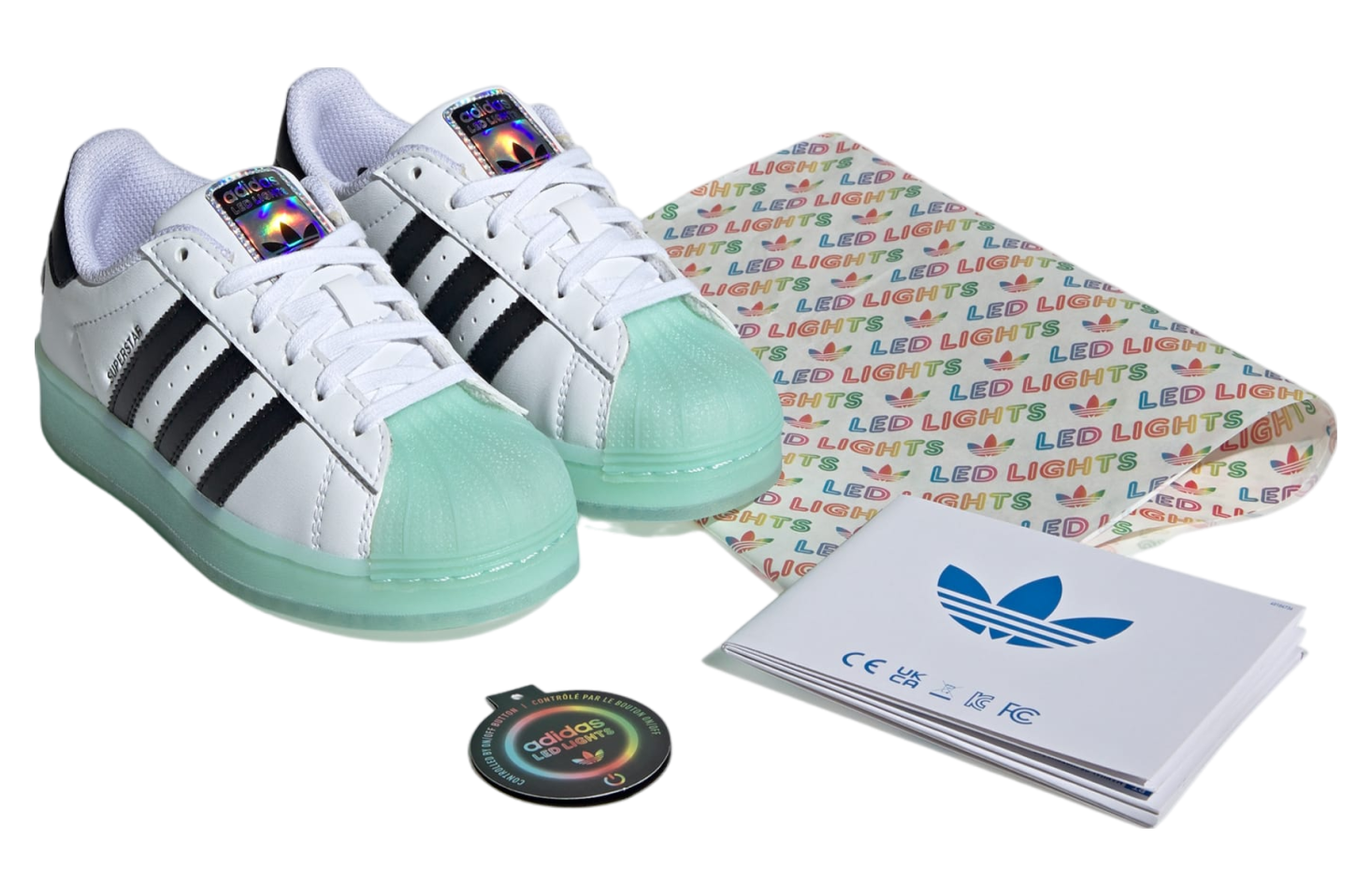 Adidas Superstar Led Lights Gs Cloud White / Semi Flash Aqua