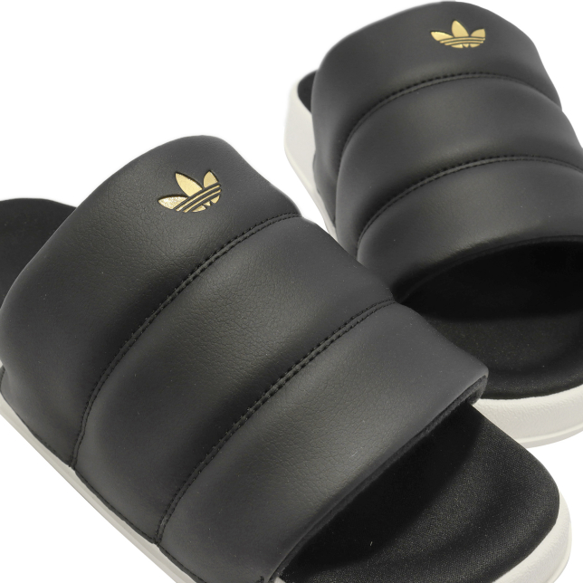 adidas WMNS Adilette Essential Core Black Gold Metallic