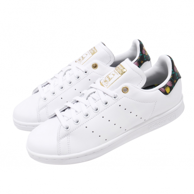 Size 8 - adidas Stan Smith Black Cloud White Leather Gold Shoes Sneakers  EH1476