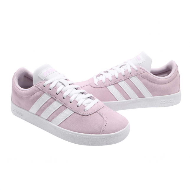 adidas, Shoes, Adidas Vl Court 2 Suede Casual Trainers Sneakers F3528  Pink White Size 8