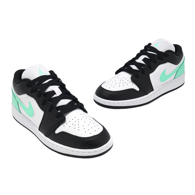 Air Jordan 1 Low Gs White / Black / Green Glow