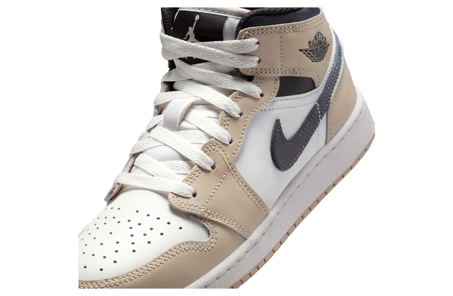Air Jordan 1 Mid Gs Light Tan / Obsidian