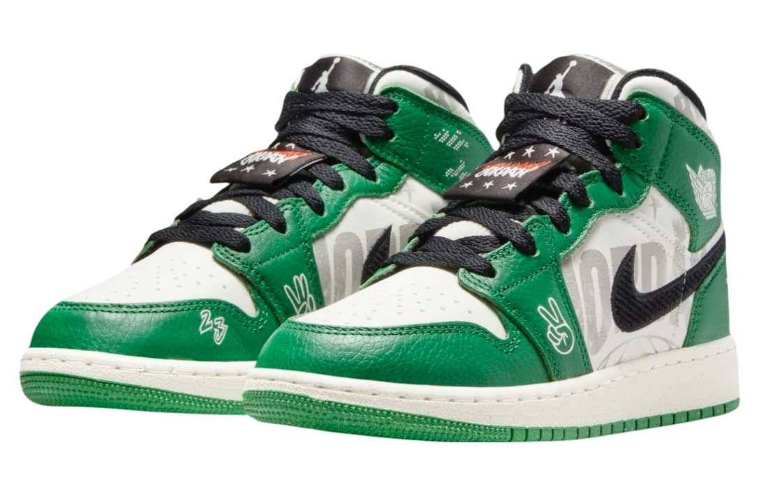 Air Jordan 1 Mid GS Pine Green / White