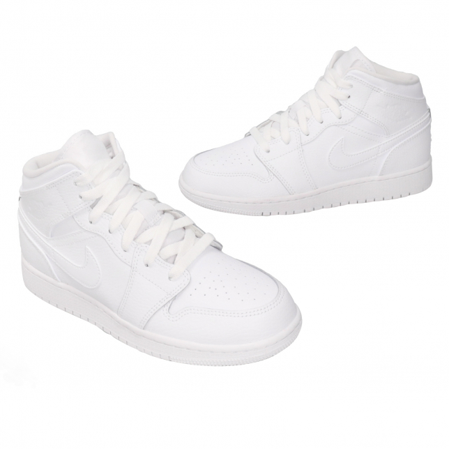 Air Jordan 1 Mid GS Triple White