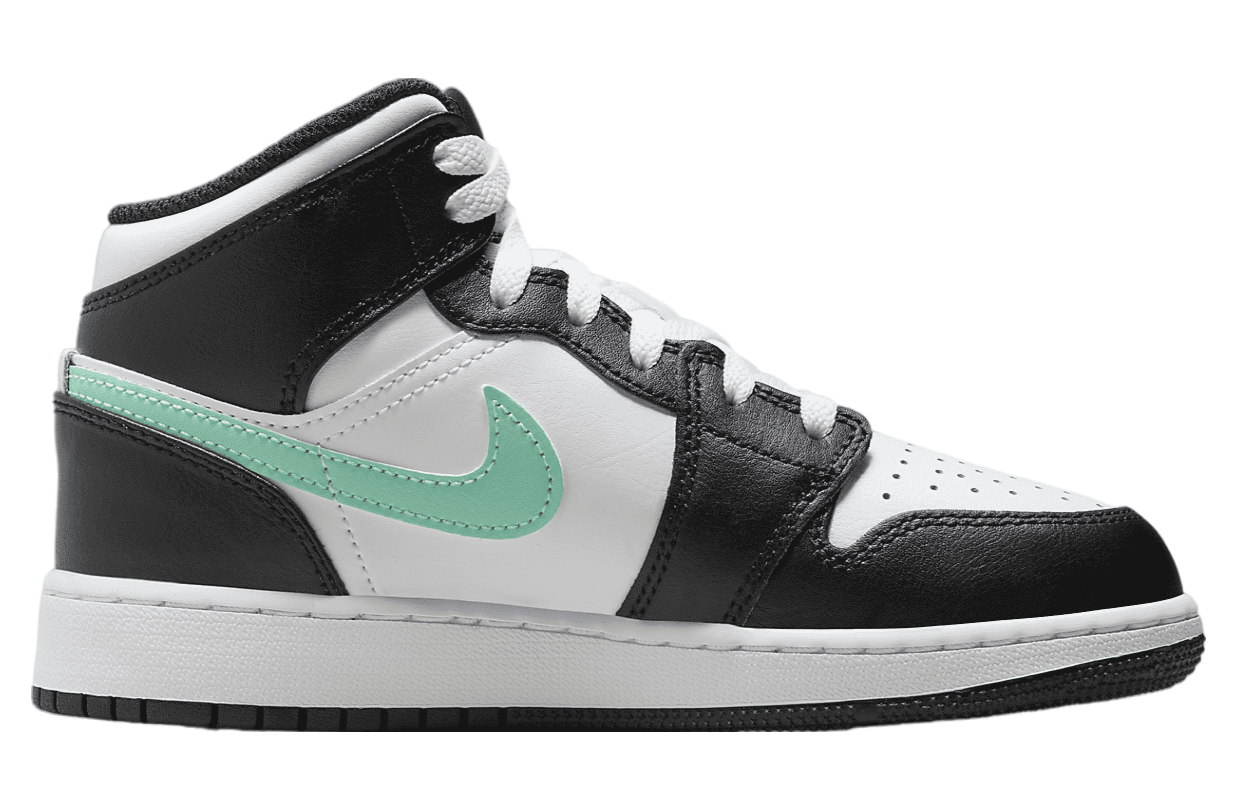 Air Jordan 1 Mid GS White / Black / Green Glow