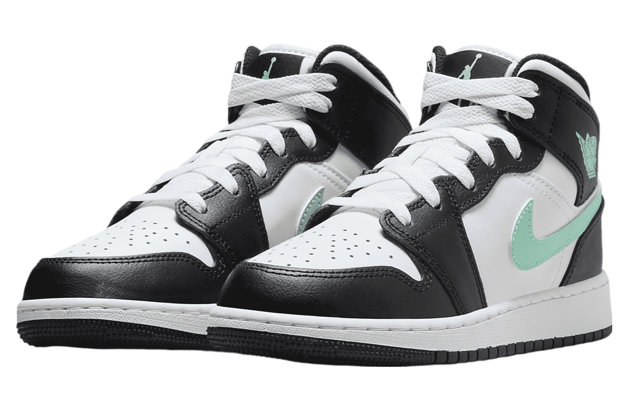 Air Jordan 1 Mid GS White / Black / Green Glow