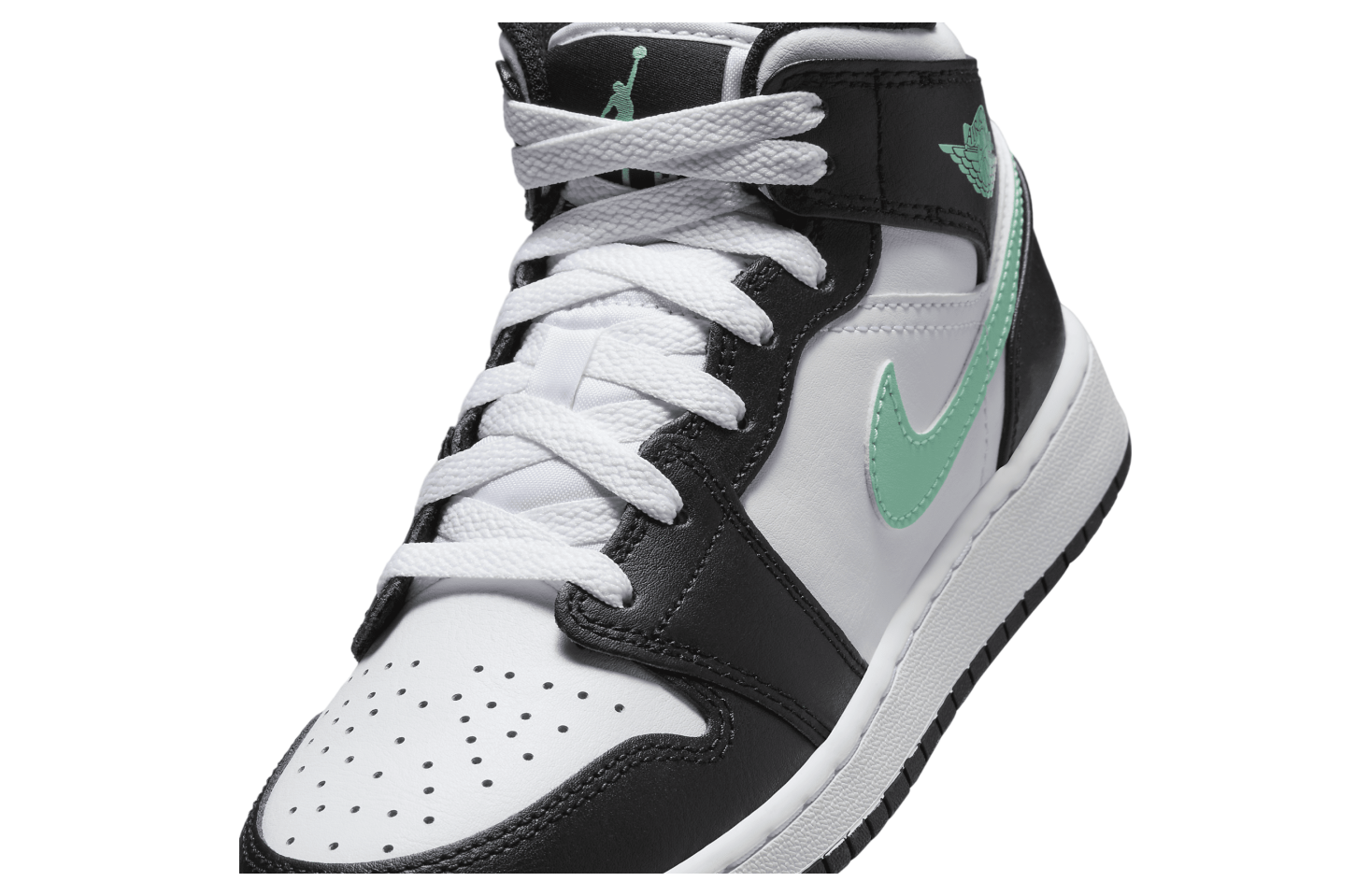 Air Jordan 1 Mid GS White / Black / Green Glow