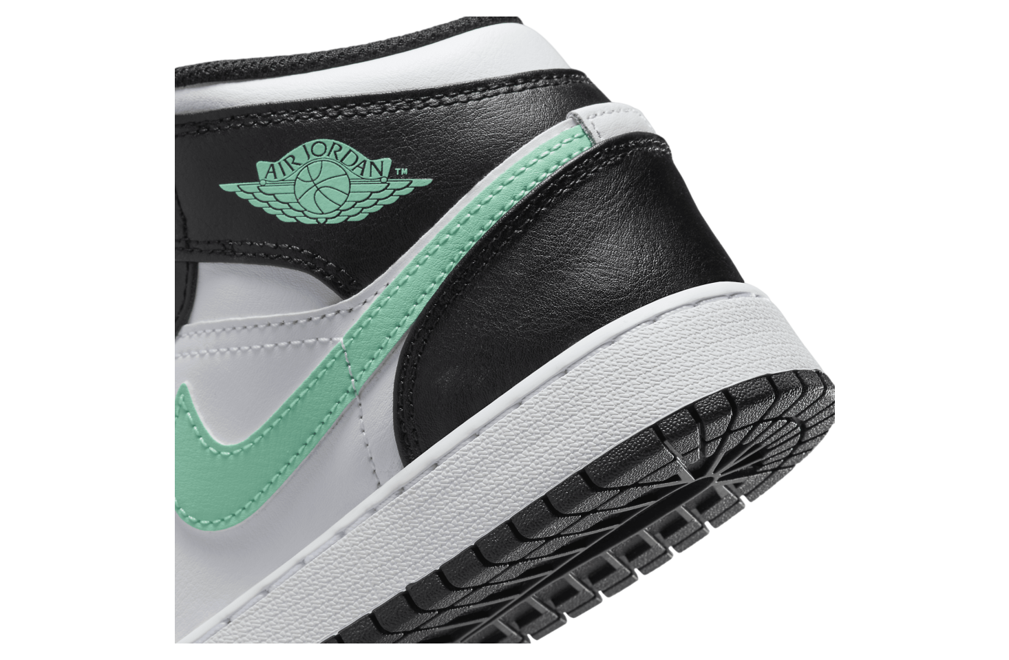 Air Jordan 1 Mid GS White / Black / Green Glow