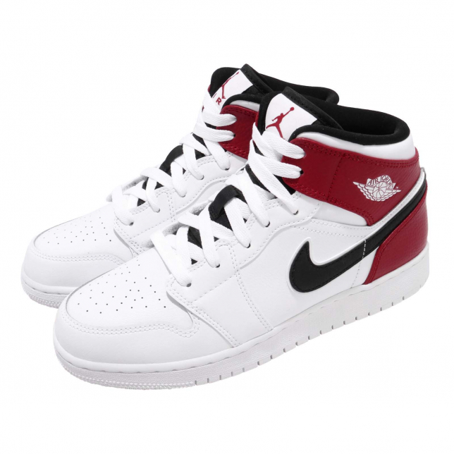 Air Jordan 1 Mid GS White Black Gym Red