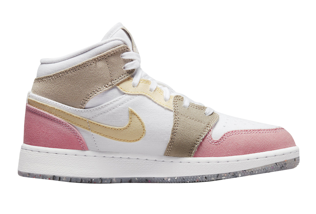 Air Jordan 1 Mid GS White Pink Tan - Mar 2022 - DJ0338-100