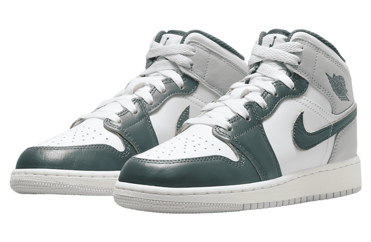 Air Jordan 1 Mid SE GS White / Grey / Oxidized Green