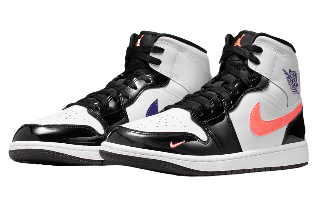 Air Jordan 1 Mid White / Court Purple / Bright Mango