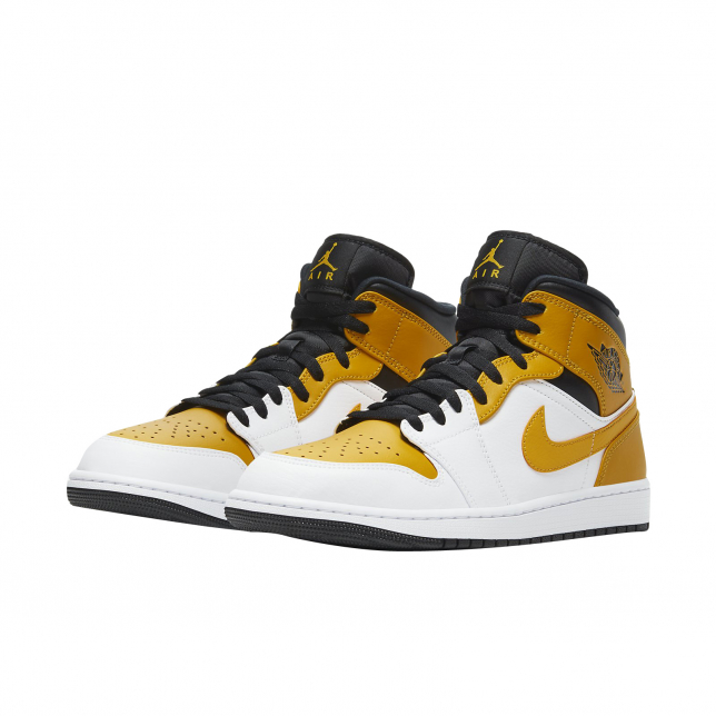 Air Jordan 1 Mid White University Gold Black - Feb 2021 - 554724170