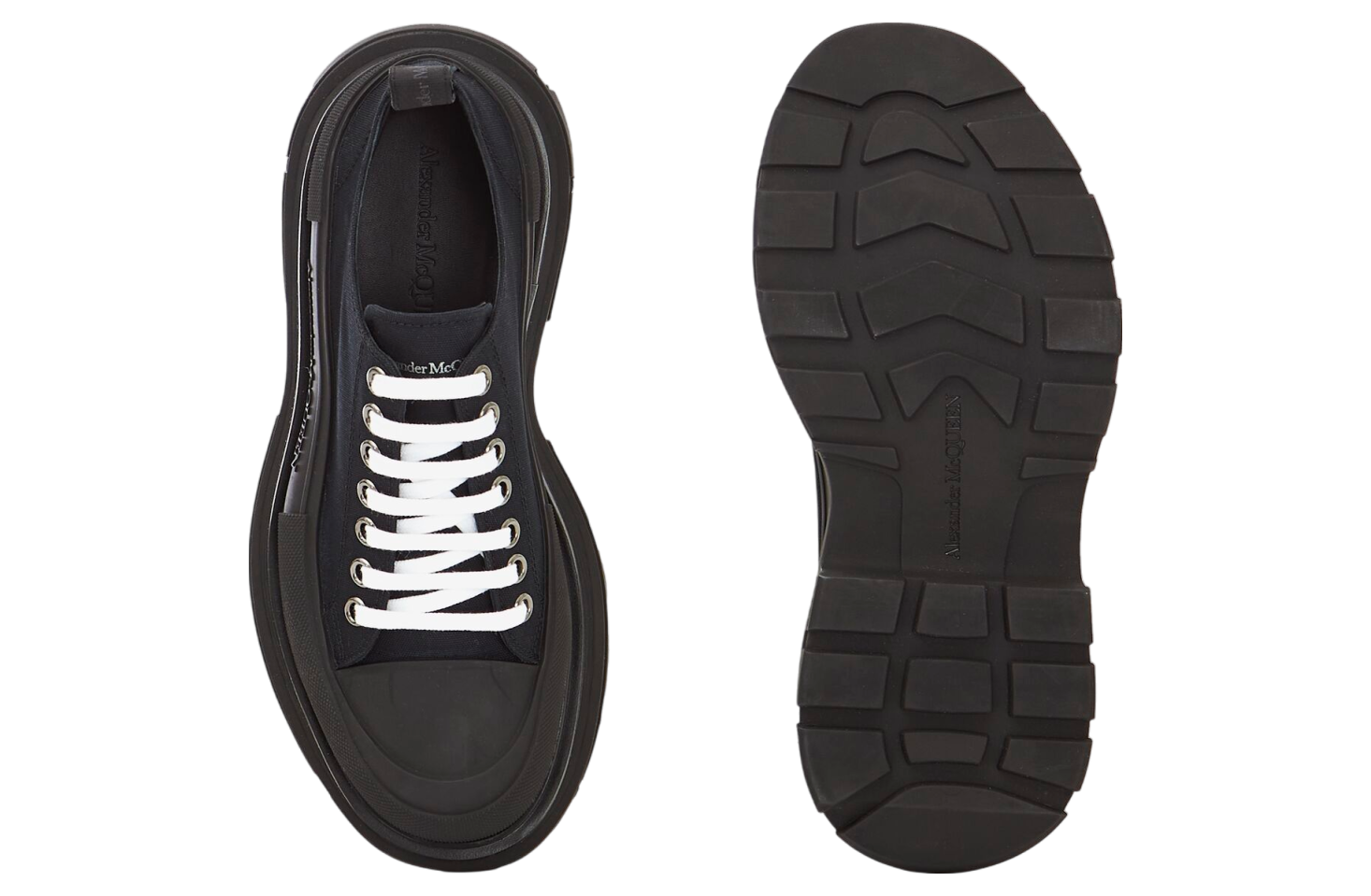 Alexander Mcqueen Tread Slick Lace Up Black / White Laces