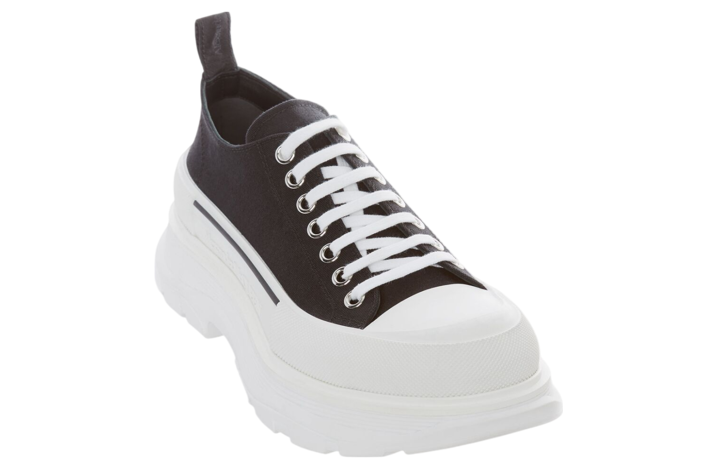 Alexander Mcqueen Tread Slick Lace Up Black / White with White Laces