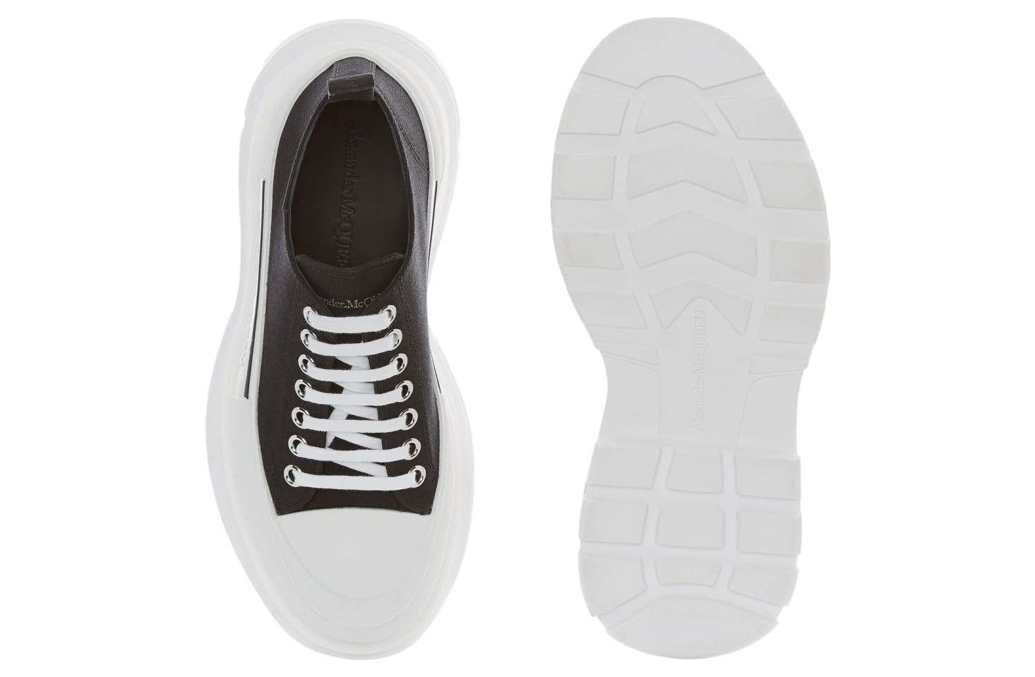 Alexander Mcqueen Tread Slick Lace Up Black / White with White Laces