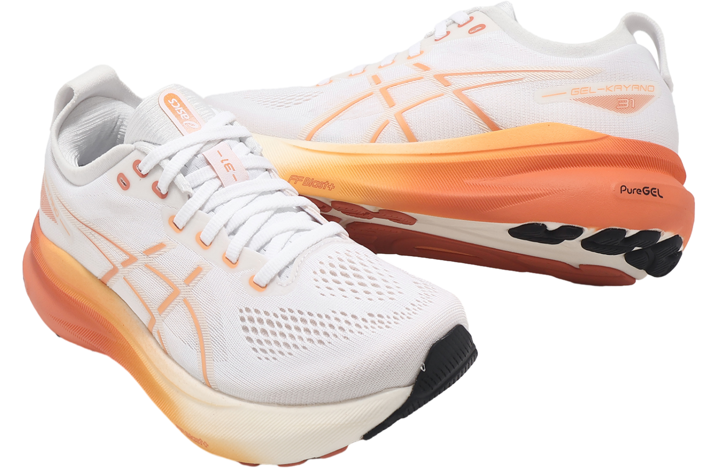 ASICS GEL-KAYANO 31 ホワイト/オレンジ　24.0 ASICS GEL-Kayano 31 Women's White/Faded Orange – Holabird Sports