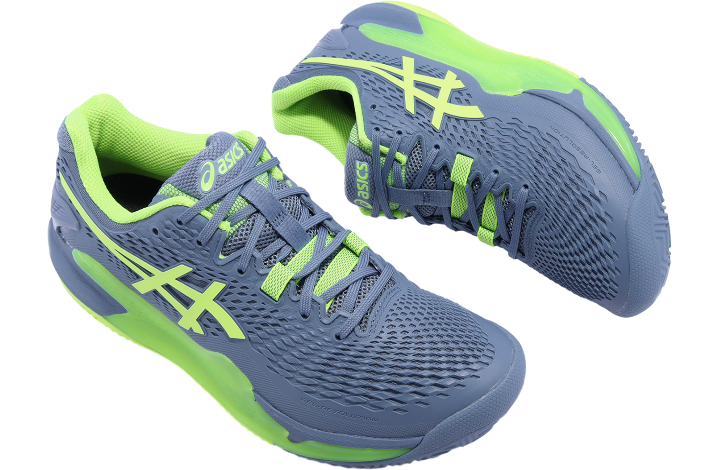 Asics GEL-Resolution 9 Clay Steel Blue / Hazard Green - Jan 2023