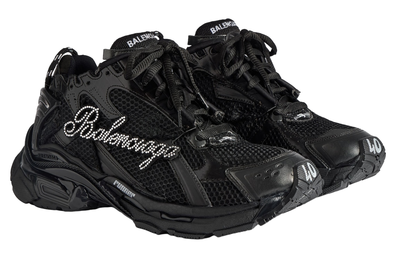 Balenciaga Runner With Rhinestones Black / White