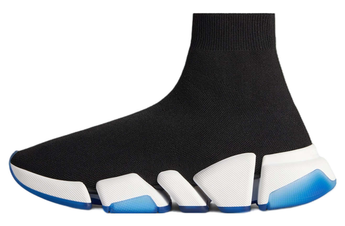 Balenciaga Speed 2.0 Clear Sole Recycled Knit Black / Blue