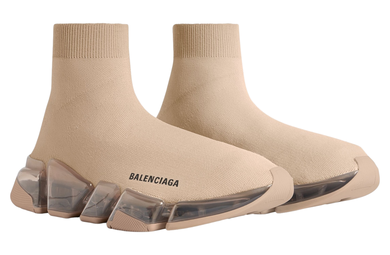 Balenciaga Speed 2.0 Full Clear Sole Recycled Knit Beige