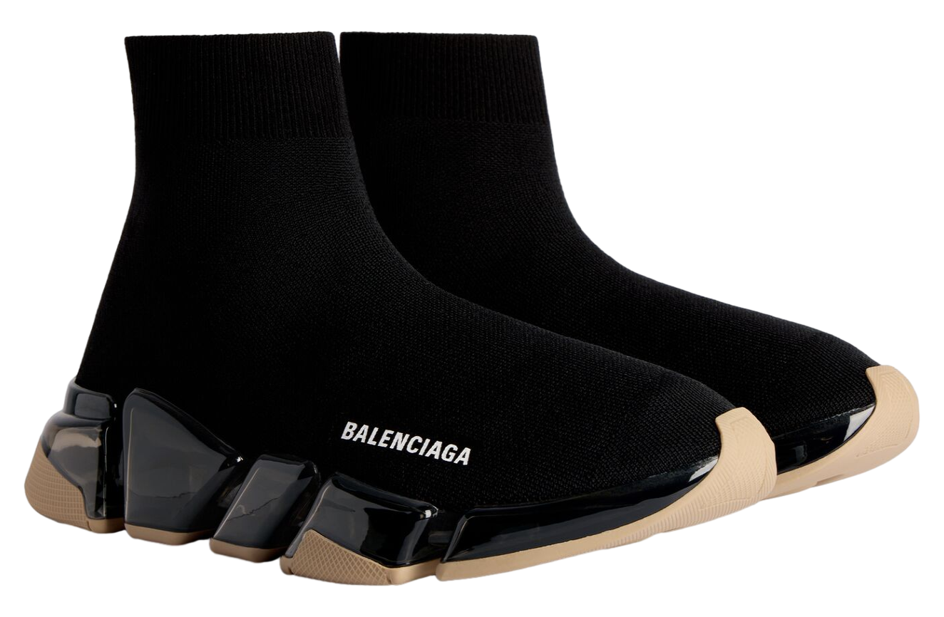 Balenciaga Speed 2.0 Full Clear Sole Recycled Knit Black / Beige
