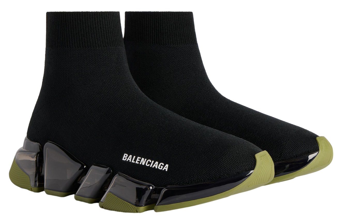 Balenciaga Speed 2.0 Full Clear Sole Recycled Knit Black / Khaki