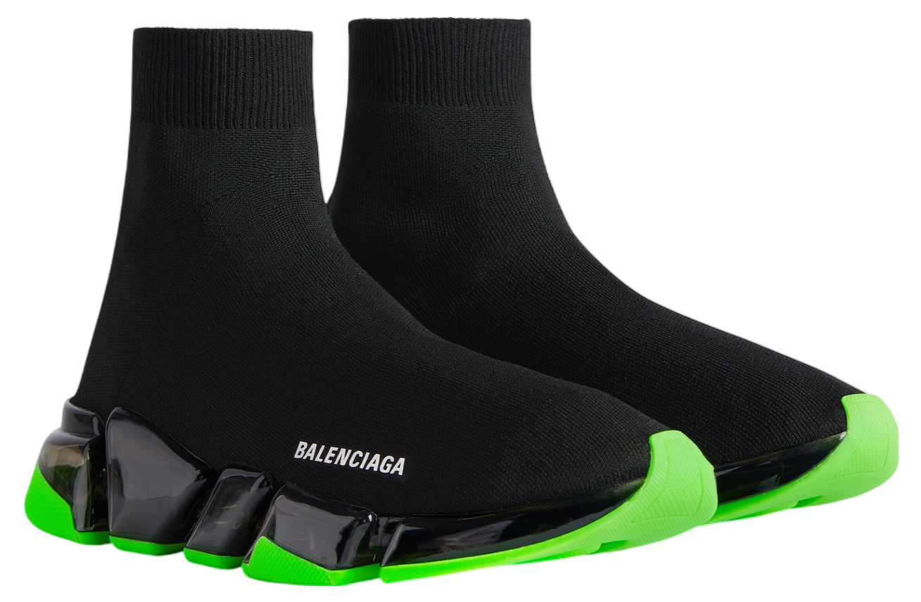 Balenciaga Speed 2.0 Full Clear Sole Recycled Knit Black / Neon Green