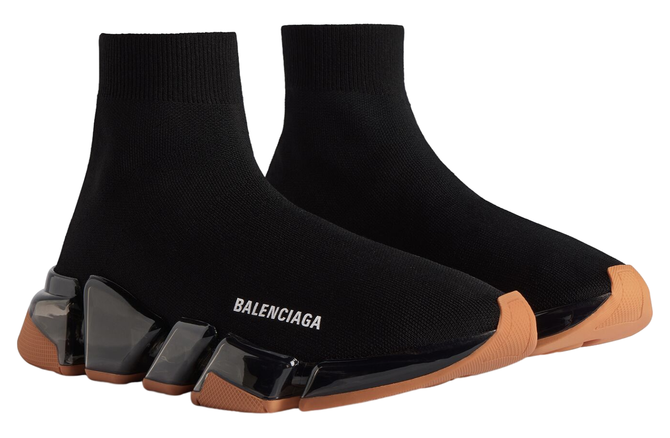 Balenciaga Speed 2.0 Full Clear Sole Recycled Knit Black / Orange