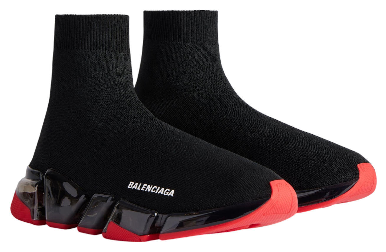 Balenciaga Speed 2.0 Full Clear Sole Recycled Knit Black / Red